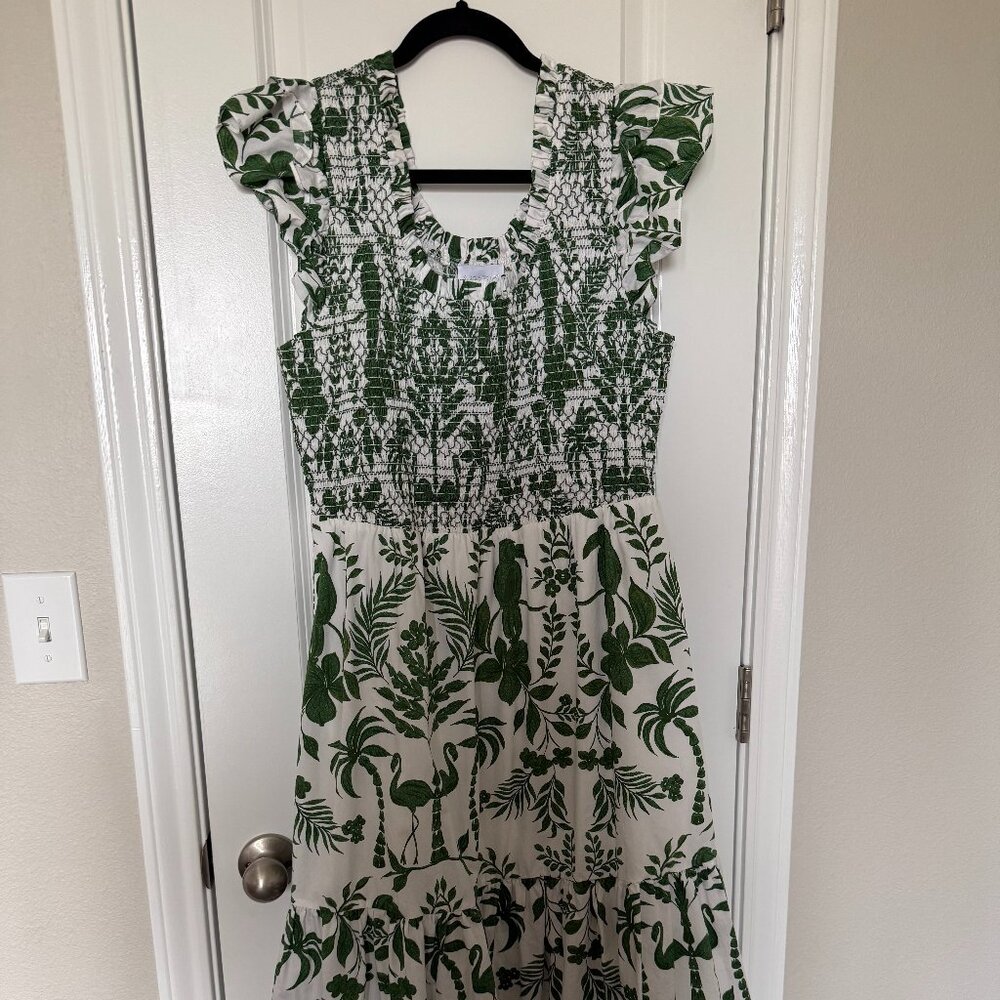 Sugarlips Printed Scoop Neck Double Ruffle Short Sleeve Smocked Midi Dress - Picture 4 of 7